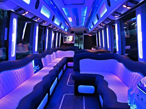Party bus leather seats